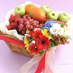 Deluxe Fruit Basket with Flower